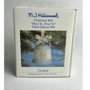Goebel MJ Hummel 1991 Christmas Bell Hear Ye Hear Ye Third Edition Ornament Box